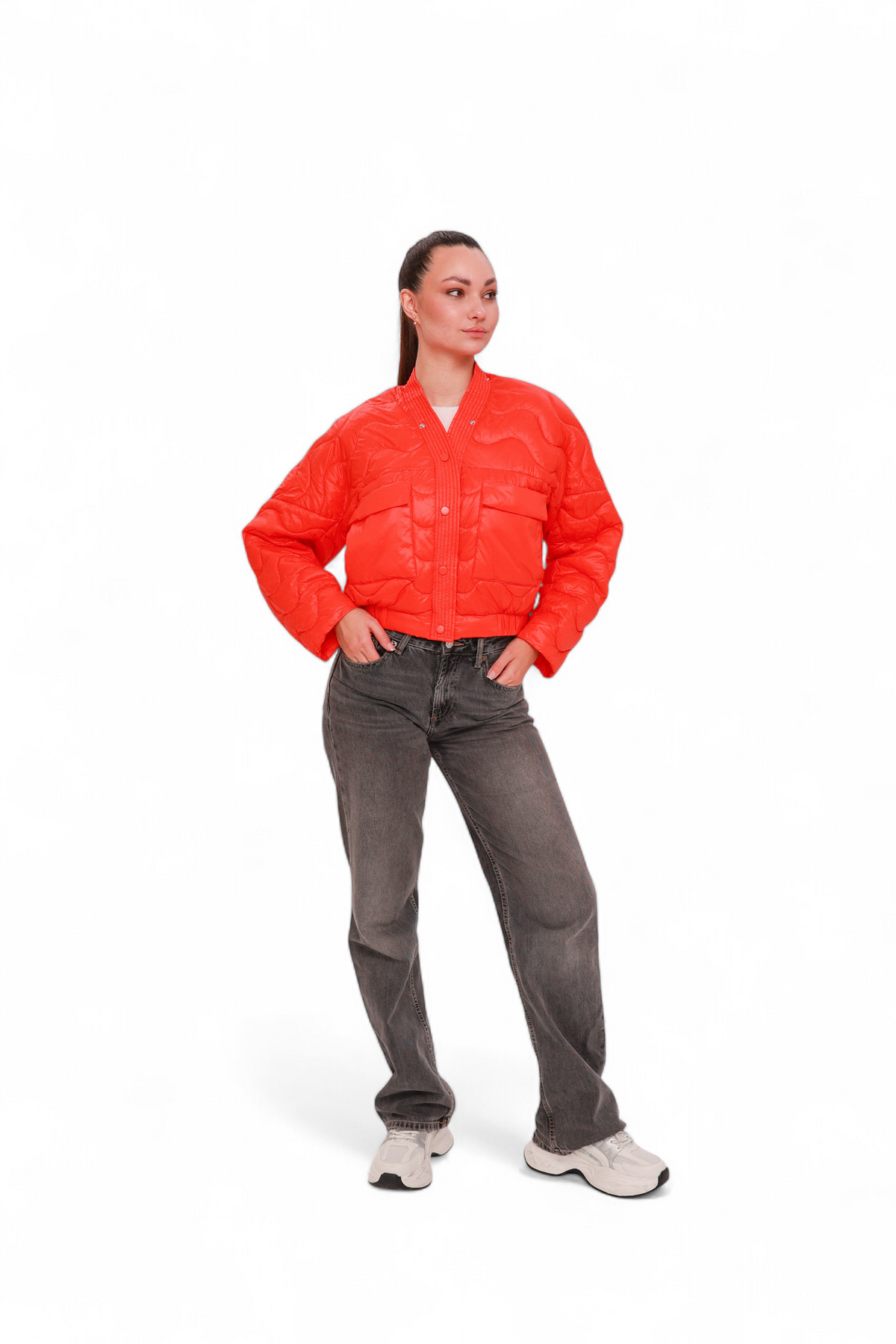 Alaska® Outerwear Company Lexi cropped coral jacket front view