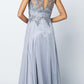 Juliet 552 Long Jewel Neckline Studded Bodice A-Line Gown