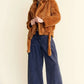 Davi & Dani Fuzzy Zip Up Collared Neck Jacket - Farnelli