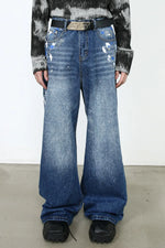 Men's Paint Wide Leg Jeans - Farnelli