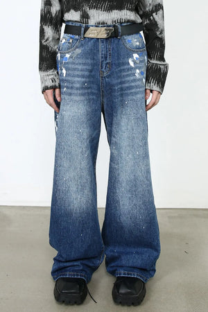 Men's Paint Wide Leg Jeans - Farnelli