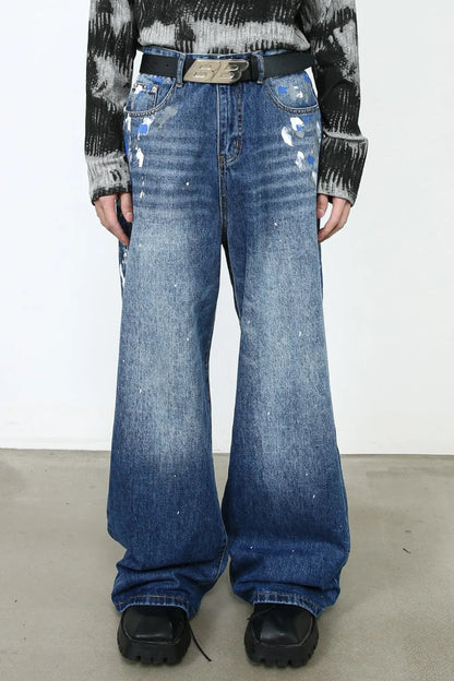 Men's Paint Wide Leg Jeans - Farnelli