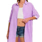 Zenana Washed Double Gauze Button Down Shirt Dress - Farnelli