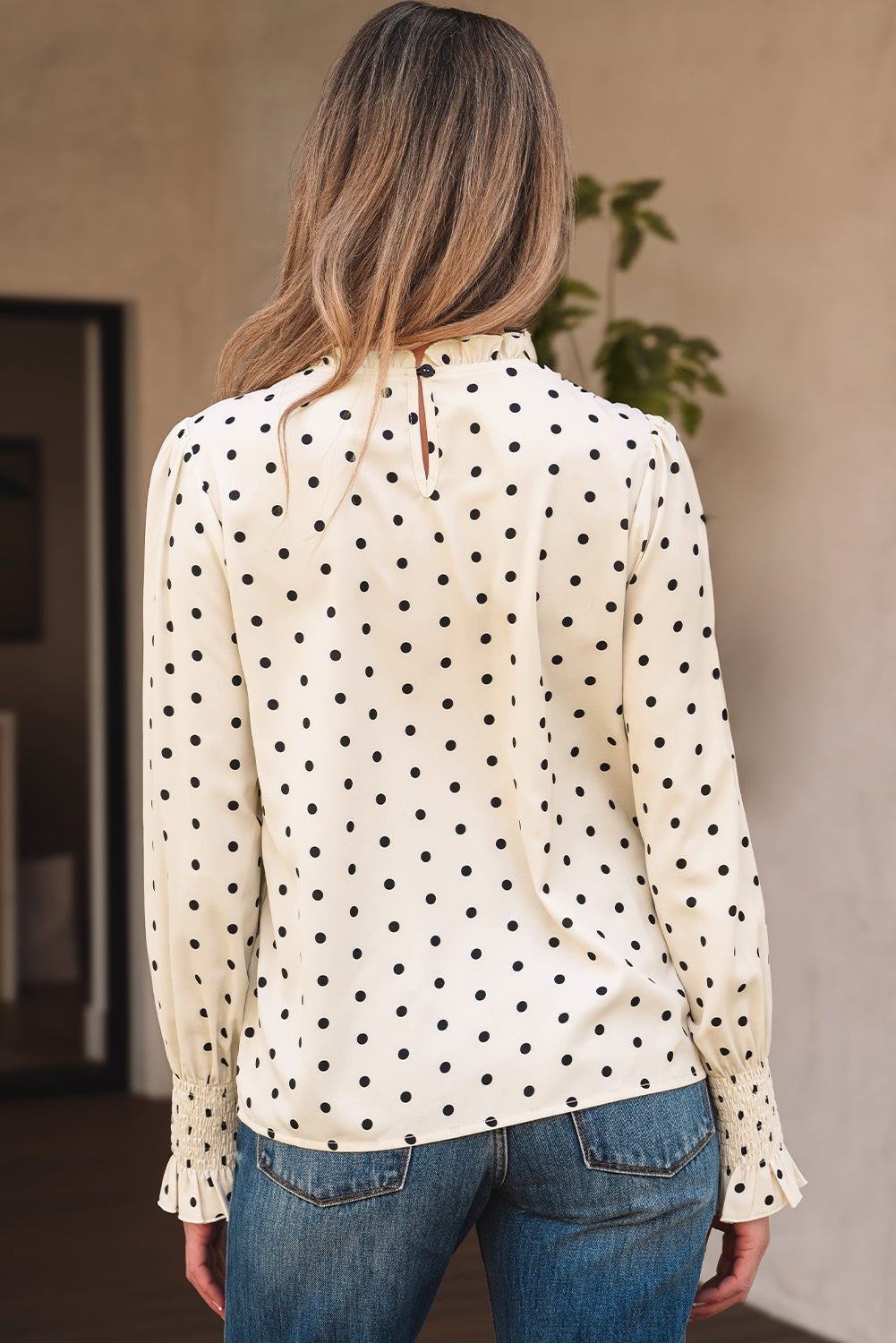 Catalina Polka Dot Lantern Sleeve Blouse - Farnelli