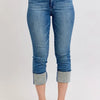 Judy Blue Full Size Skinny Cuff Capris Jeans with Pockets Plus Size - Medium