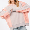 SAGE + FIG Color Block Round Neck Sweatshirt - Gray/Peach