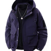 Men's Full Size Casual Hooded Cargo Jacket Plus Size - Deep Purple