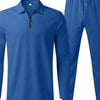Men's Full Size Long Sleeve Top and Pants Set Plus Size - Royal Blue
