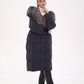 Rei Genuine Fur Trim Hooded Down Coat in Navy