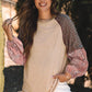 Elena Raglan Sleeve Ribbed Knit Patchwork Blouse - Farnelli