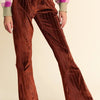 Davi & Dani Elastic Waist Knit Flare Pants - Rust