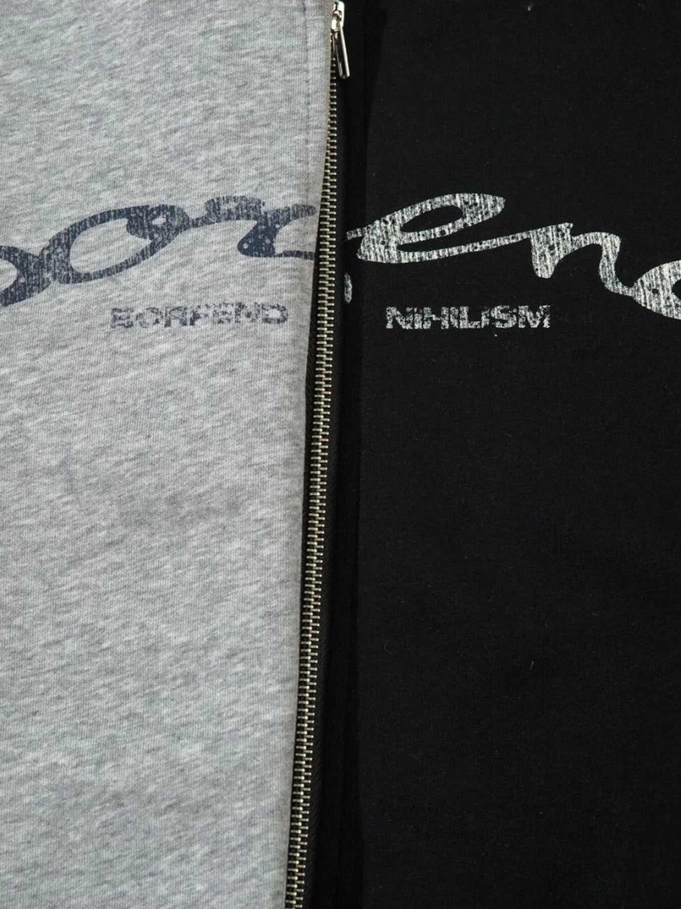 Men's Color Block Letter Graphic Zip-Up Hoodie - Farnelli