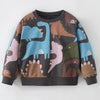 Children's Dinosaur Print Crew Neck Sweatshirt - Multicolor