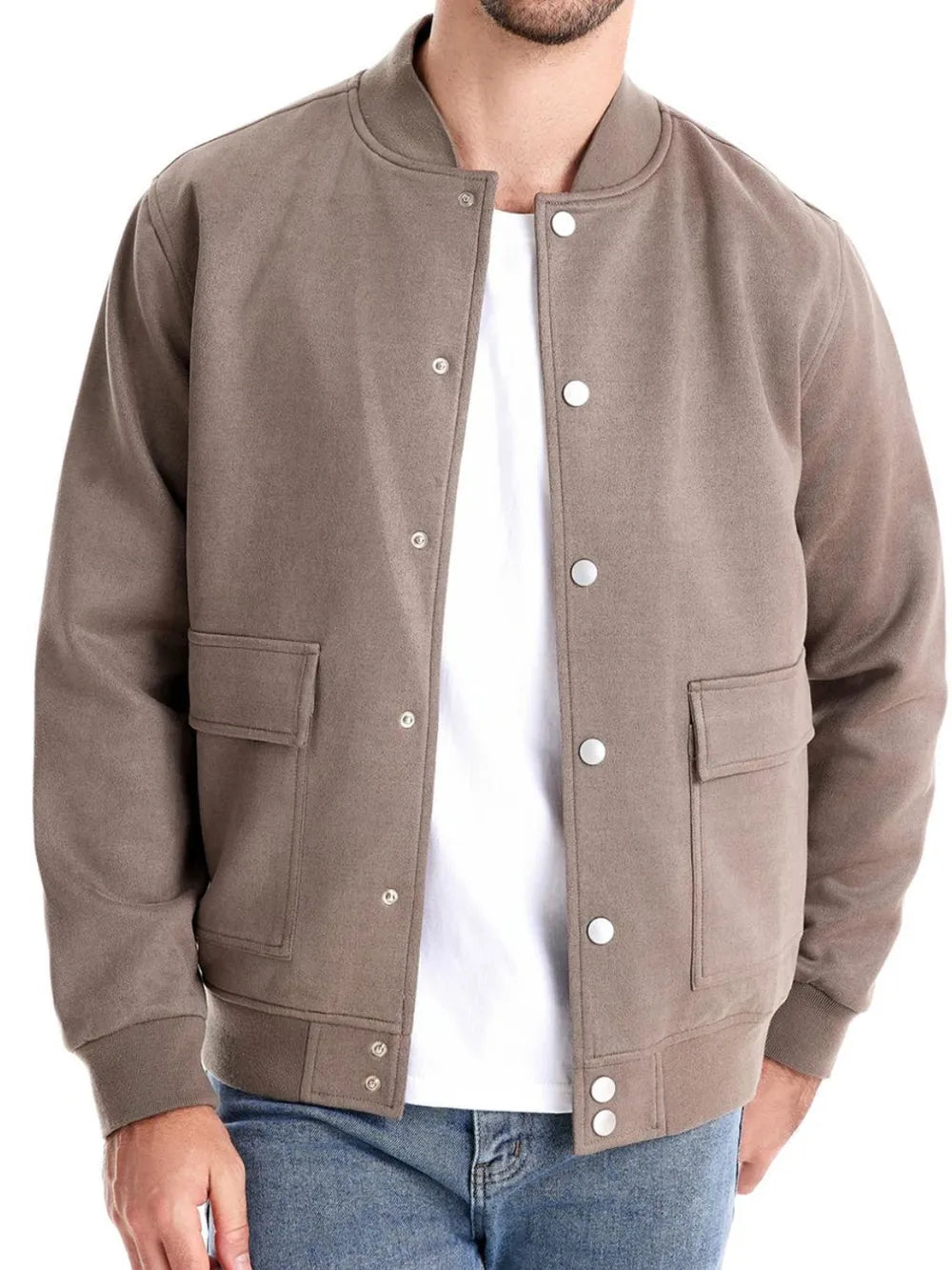 Men's Baseball Collar Snap Down Jacket - Farnelli
