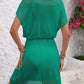 Openwork V-Neck Short Sleeve Cover-Up Dress - Farnelli