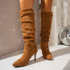 Point Toe Stiletto Boots - Brown