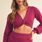 MABLE Front Twisted Knit Top and Midi Skirt Set - Farnelli