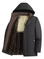 Men's Plus Size Fleece Lined Hooded Winter Coat - Farnelli