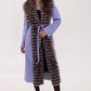 Genuine Silver Fox Virgin Wool Wrap Coat in Lavender