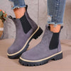 Round Toe Platform Boots - Dark Gray