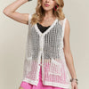 ADORA Button Down Crochet Vest Top - WHITE