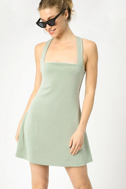 Umgee Crisscross Square Neck Active Dress - Farnelli