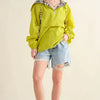 And The Why Leopard Print Hoodie Zipper Up Pocket Windbreaker - LIME