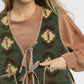 Umgee Mix Patterned Sherpa Tie-Front Vest - Farnelli