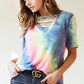 BiBi Tie-Dye V-Neck Short Sleeve T-Shirt - Farnelli