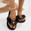 Flower Toe Post Flats Slippers - Gold
