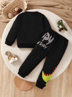 Children's Dinosaur Graphic Sweatshirt and Pants Set - Farnelli