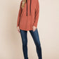BOMBOM Contrast Drawstring Drop Shoulder Knit Hoodie - Farnelli