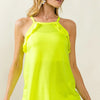 BiBi French Terry Knit Ruffled Detail Sleeveless Top - NEON YELLOW