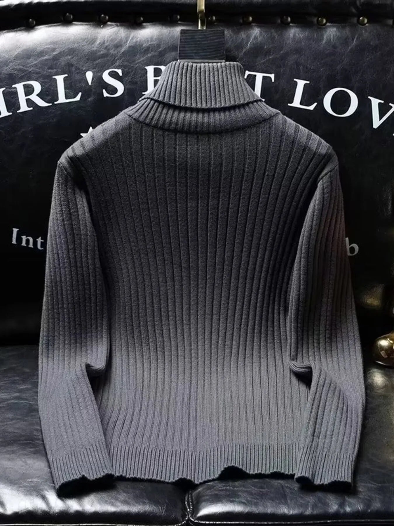 Men's Ribbed Turtleneck Long Sleeve Sweater - Farnelli