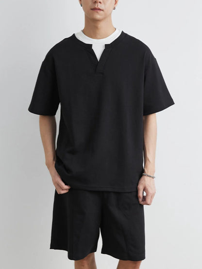 Men's Plus Size Half Sleeve Top and Shorts Set - Farnelli