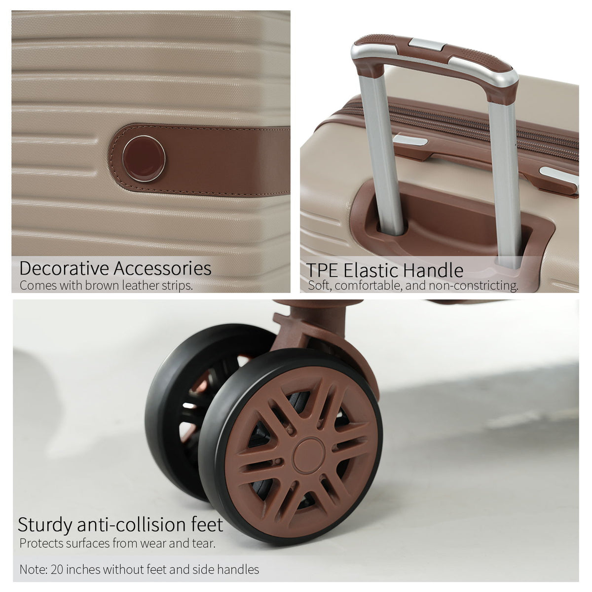 HouseOfZazla 4-piece hard shell luggage set with spinner wheels in multiple colors