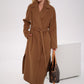 Cambridge Comfort Wraparound Wool Cashmere Coat in Dark Camel