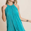 BiBi Pleating Knit Halter Neck Top - TEAL