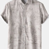 Men's Vintage Print Short Sleeve Casual Shirt - Mocha