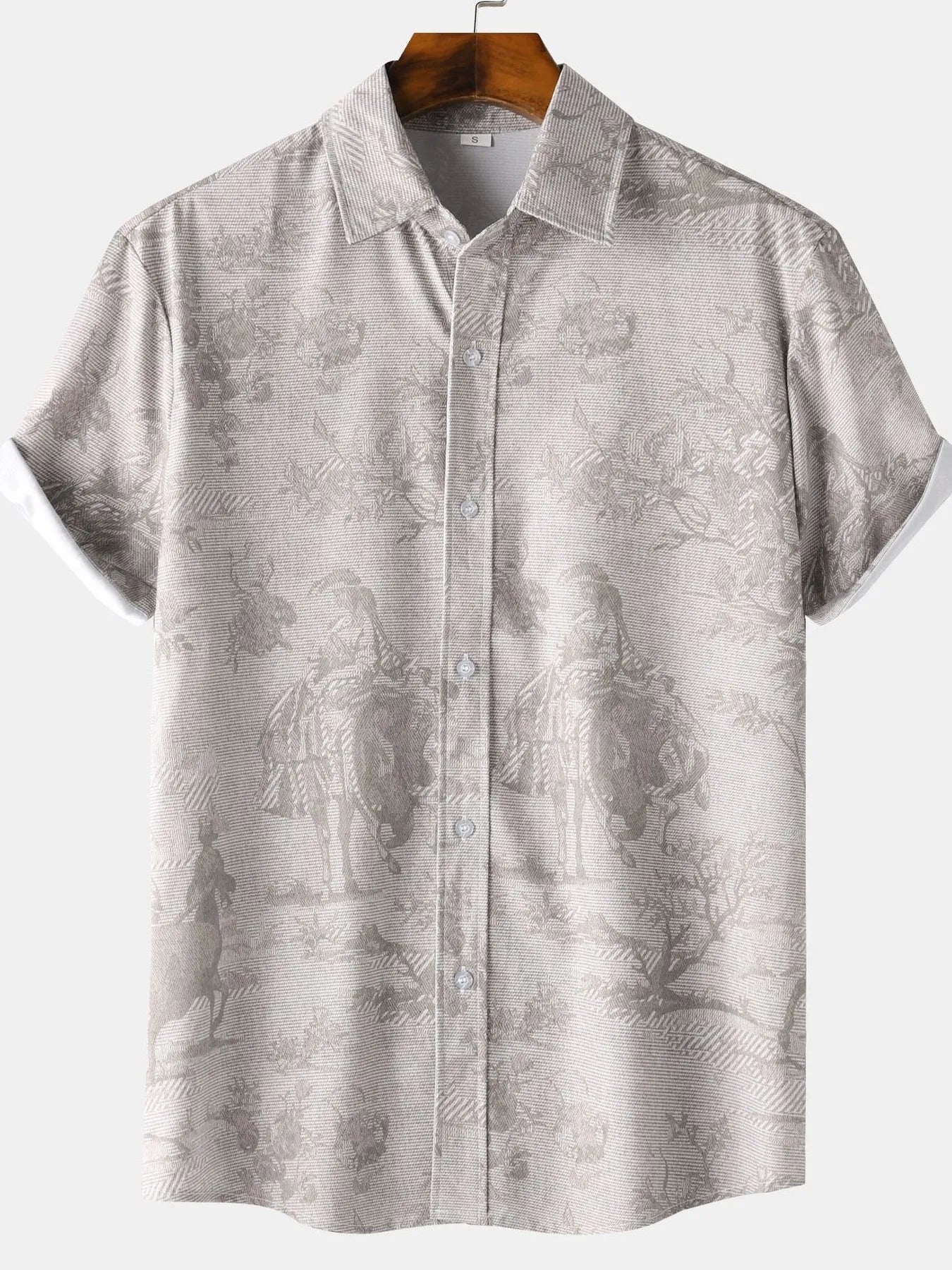 Men's Vintage Print Short Sleeve Casual Shirt - Farnelli
