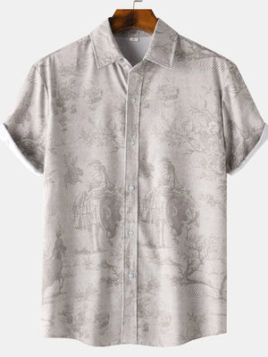 Men's Vintage Print Short Sleeve Casual Shirt - Farnelli