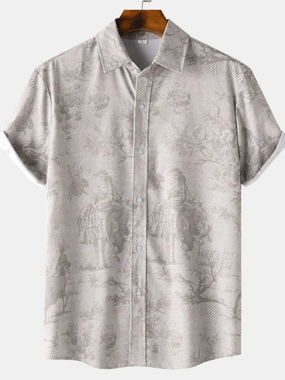 Men's Vintage Print Short Sleeve Casual Shirt - Farnelli