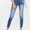 Kancan Distressed Raw Hem High Waist Jeans - MED