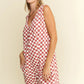 Jade By Jane Plus Size Back Tie Sleeveless Plaid Romper with Pockets - Farnelli