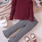Children's Long Sleeve Top & Houndstooth Pants Set - Farnelli