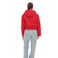 Studded Light Demi-Season Hooded Cropped Jacket in Red