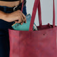 Maroon Leather Tote Bag