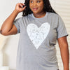 Simply Love Heart Graphic Cuffed Short Sleeve T-Shirt - Gray
