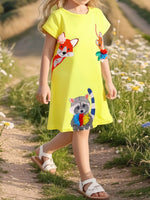 Children's Cartoon Animal Casual Dress - Farnelli