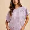 Annie Wear Checkered Round Neck Short Sleeve T-Shirt - Lavender